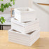 Quan Shuo Antique Square Nesting Box, Decorative Farmhouse Wooden Storage Box 3-Piece Set, White