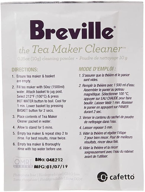 Breville BTM100 Tea Maker Cleaner Revive Organic Cleaner for Breville BTM800XL Tea Maker