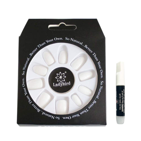 Press on Nails Short Oval False Nails Glossy Fake Nails- Melayous 24 Pcs Round Nails Glue on Nails Stick on Nails, Full Cover Artificial Acrylic Nails with Glue for Women and Girls (White)