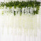 MEHELANY Artificial Wisteria Flower Garland 12Pcs 45Feet Fake Wisteria Flower Vine with Greey Leaves Hanging Silk Flower Garland for Home Decor Wedding Arch Backdrop Decor (Cream, 12) ¦ ¦