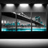 iKNOW FOTO 3 Panel Modern Black White and Blue New York City Wall Art Manhattan Skyline Bridge at Night Pictures on Canvas Print Painting Home Decoration Framed Art Work for Living Room 12x16inchx3pcs