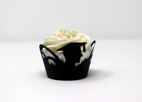 All About Details Male Graduates Cupcake Wrappers,12pcs (Black), top diameter, 2" bottom diameter and up to 2" tall