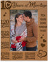 KATE POSH - Our 10th Wedding Anniversary Picture Frame, 10th, 10 Years Anniversary, 10 Years of Marriage, 120 Months of Love - Engraved Natural Wood Picture Frame (4x6-Vertical)