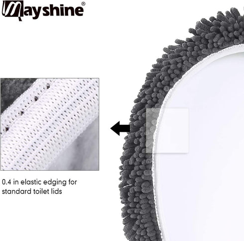 MAYSHINE Seat Cloud Bath Washable Shaggy Microfiber Standard Toilet Lid Covers for Bathroom (Standard Lid, Charcoal Gray)