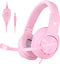 Gaming Headset for PS5,PS4,Xbox,PC, Kids Headphones with Mic for School Supplies,Pink Headphones Wired for Girls,Headset for Nintendo Switch,Pink Headset (Pink)
