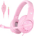 Gaming Headset for PS5,PS4,Xbox,PC, Kids Headphones with Mic for School Supplies,Pink Headphones Wired for Girls,Headset for Nintendo Switch,Pink Headset (Pink)