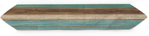 Linen Burlap Rustic Table Runners 90 Inches Long Dresser Scarfs, Retro Barn Wood Brown Teal Table Runner Farmhouse Style for Coffee Table, Holiday Parties, Wedding, Events Dinner, Home Decor