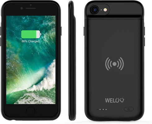 Wireless Battery Case for iPhone SE2 SE 2020 8 7 6s 6 Portable 3200mAh Rechargeable Protective Qi Charging Case Extended Battery Pack Charger Case Black New Version