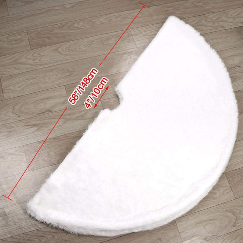 Large Christmas Tree Skirt, 60 Inch White Faux Fur Christmas Tree Skirt,Big Size Velvet Plush Xmas Tree Skirt for Xmas Holiday