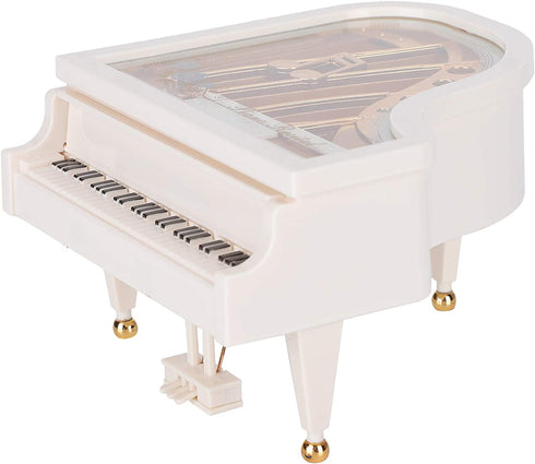 White Piano Music Box 4.9x4.7x5.7in Mini Piano Tabletop Ornament Musical Boxes Gift for Christmas, Birthday, Valentine's Day