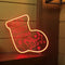 NOXTROND Merry Christmas Sock Festival Neon Light Sign, Red 3D Acrylic Light Up Words LED Lights Sign, USB Powered Dimmable Desk Lamp for Wall Indoor Christmas Party Bar Decoration