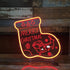 NOXTROND Merry Christmas Sock Festival Neon Light Sign, Red 3D Acrylic Light Up Words LED Lights Sign, USB Powered Dimmable Desk Lamp for Wall Indoor Christmas Party Bar Decoration