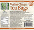 Maine Chaga Tea Bags, Wild Harvested & Pesticide Free, 25 Bleach-Free Bags, Not Imported Chaga, USA Maine & Canadian Grown