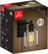 Globe Electric 51551 Middleton 1-Light Plug-in or Hardwire Wall Sconce, Dark Bronze, Clear Glass Shade, 6ft Black Fabric Covered Cord, Inline On/Off Rocker Switch