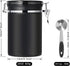 Pitmoly Airtight Coffee Canister, Stainless Steel Coffee Container, Food Storage Containers with Date Tracker and Scoop, Coffee Jar for Coffee Grounds and Beans,22 oz (Black)