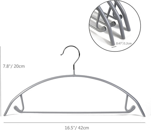 Better to U 16.5 Inch Metal Non Slip Hangers Rubber Coated, Heavy Duty Gray Clothes Hanger, Non Bump Clothe Sweater Hangers(Grey, 10)