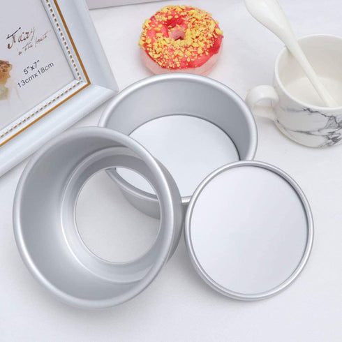 UPKOCH 4pcs Round Cake Pan 4 Inch Cake Pan Aluminum Alloy Removable Bottom Non Stick Bakeware for Baking Cooking Home Restaurant Kitchen