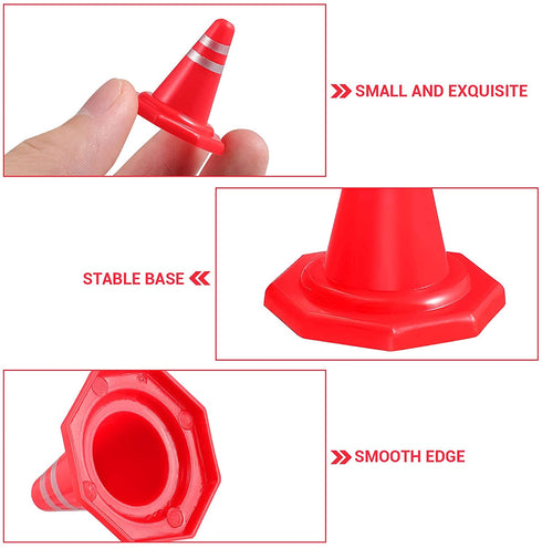 Toddmomy 30Pcs Traffic Road Cones Pretend Play Toys Roadblocks Simulation Traffic Signs Miniature Traffic Cones for Sand Table Engineering Construction