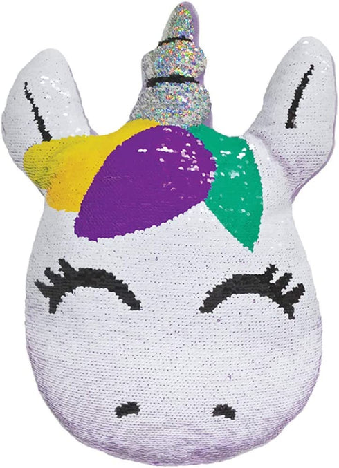 iscream Sweet Unicorn 7.5" x 9.5" Reversible Sequin Soft Fleece Back Mini Pillow