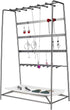 MORIGEM Jewelry Organizer, 5 Tier Jewelry Stand, Decorative Jewelry Holder Display with White Tray for Necklaces, Bracelets, Earrings & Rings, Dark Gray
