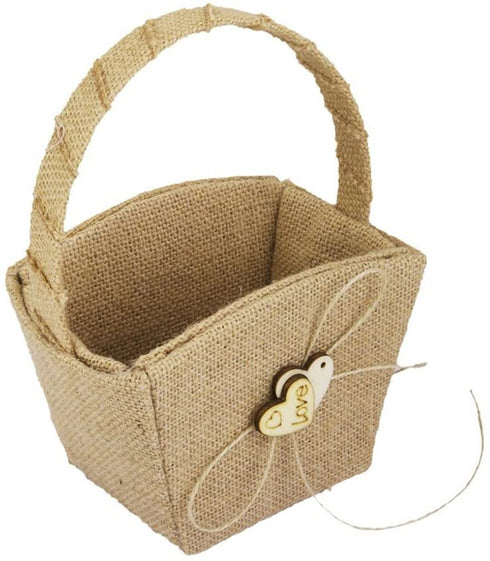 WINOMO Double Heart Wedding Flower Girl Basket with Bowknot