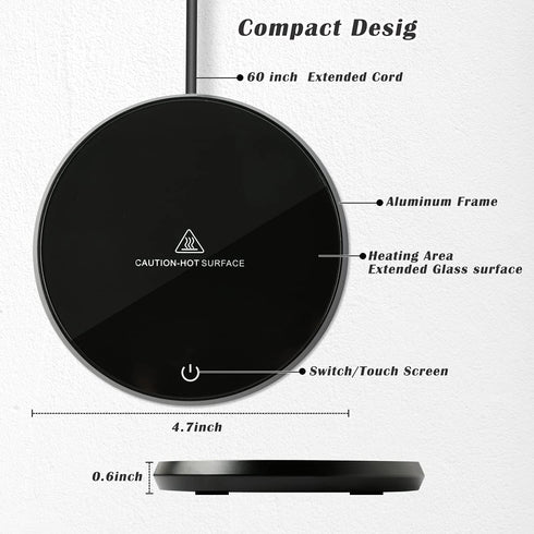BLEAKTEIR Coffee Warmer for Desk, Electric Mug Warmer for Office Home Desk Use, Coffee Cup Warmer with Auto Shut Off Plate for Coffee, Milk, Tea, Water Heating Candle Warmer