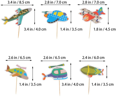 Amosfun 36pcs Kids Cake Toppers Cartoon Airplane Cake Toppers Airplane Cupcake Toppers Creative Cake Picks Dessert Toppers Party Supplies Kids Birthday Favors