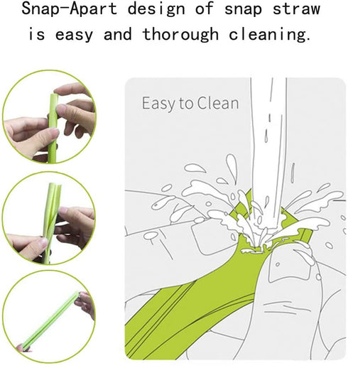 Reusable Silicone Straws-Premium Food Grade Drinking Straw, BPA Free, Snap Straw-Openable Design, Easy to Clean, Hot and Cold Compatible