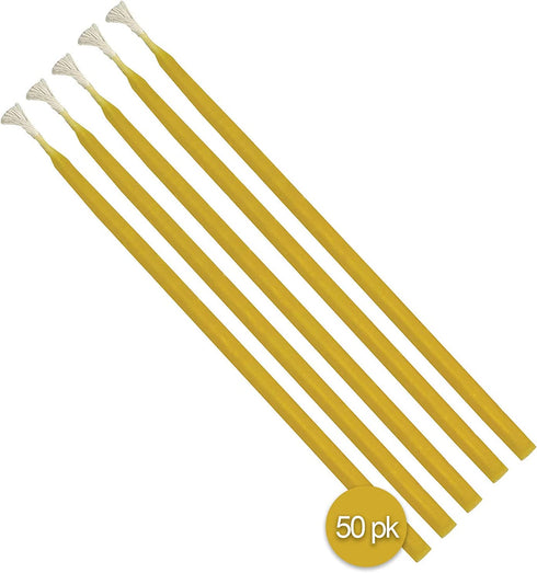 Hyoola Beeswax Birthday Candles 50 Pack - Natural Dripless Decorative Candles with Long Lasting Burn Elegant Taper Design, Soothing Scent 6? Tall Handmade in The USA