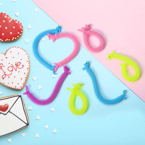 JOYIN 28 Pack Valentines Cards with Stretchy String Toy Set, Sensory Stress Relief Fidget Toys for Kids Valentine Party Favors, Valentine™s Greeting Cards