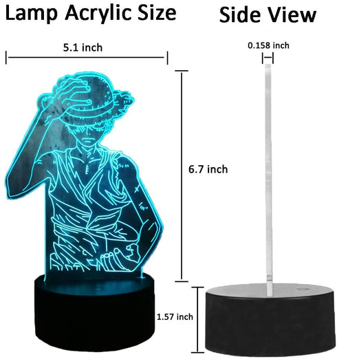 Japan Anime Monkey D. Luffy 3D LED Illusion Night Light 7 Colors Desk Lamp Home Bedroom Decor Child Birthday Christmas Kids Toys(Monkey D. Luffy)