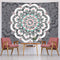Mandala Tapestry + LED String Lights - Gray Bohemian Tapestry, Psychedelic Hippie Tapestry for Bedroom Livingroom (78.7 x 59 inches) Including 20 FT LED String Lights GF041