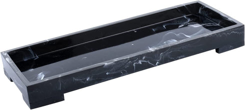 Mightree Vanity Tray Toilet Tank Tray, Black Elegant Marble Pattern Bathtub Tray, Vanity Bathroom Organizer for Collect Small Things, Make-up Desk Tray, Resin Dresser Jewelry Tray, Medium Size