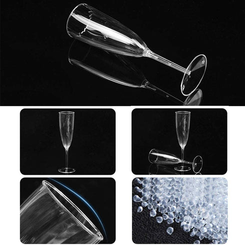 HyHousing 6 Oz Clear Plastic Champagne Glasses 16 Pack, Hard Disposable Plastic Champagne Flute Ideal for Home Daily Life Party Wedding Toasting Drinking Champagne (CF1-16)