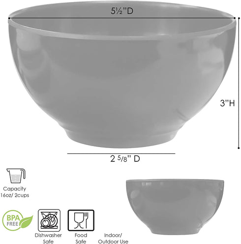 Reston Lloyd 6pc Melamine Set Soup/Cereal Bowl, Gray