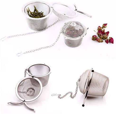 4 Size Stainless Steel Tea Strainer Infuser Tea ball Locking Ball Tea Spice Mesh Herbal Ball Cooking tools With Chain