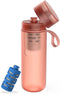 Philips Water GoZero Active BPA-Free Water Bottle with Fitness Tap Water Filter, Sport Squeeze Water Bottle, Lightweight, Blue, 20 oz with Fitness Filter, RED