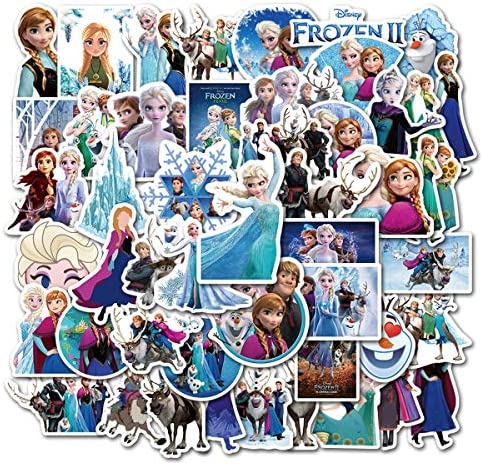 50Pcs Frozen Stickers Waterproof Vinyl Stickers for Water Bottle Luggage Bike Car Decals Anna and Elsa Stickers for Kids(Frozen)