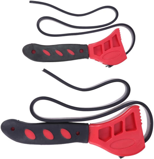 Yardwe Strap Wrench Bottle Opener Adjustable Strap Bottle Opener Jar Openers Tool 2Pcs (Red)