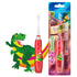 brush-baby KidzSonic Toddler and Kid Electric Toothbrush for Ages 3+ Years - Disco Lights, Gentle Vibration, and Smart Timer Provide a Fun Brushing Experience - 2 Brush Heads Included - Dinosaur