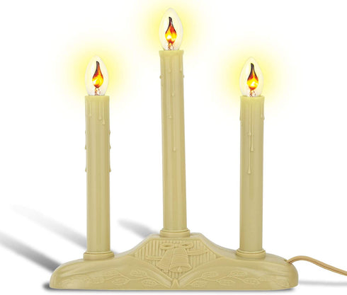 Tupkee Christmas Candolier Window Candles with Flickering Bulbs 3-Lights Indoor -Flameless Electric Window Candles Candelabra