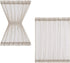 FMFUNCTEX French Door Panel Curtains Window 40" Natural Flax Blend Small Sheer Glass Door Curtain 52" Wide Half Short Curtain with Tiebacks for Patio Glass Doors Set of 2