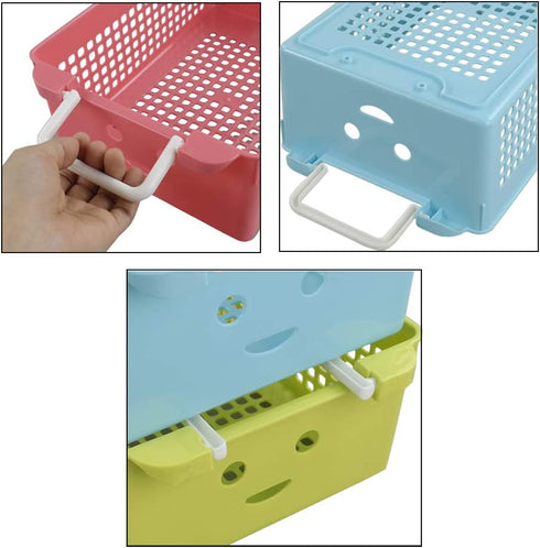 Ggbin Plastic Storage Basket with Handles, Set of 3, 12" L x 8" W x 4" H