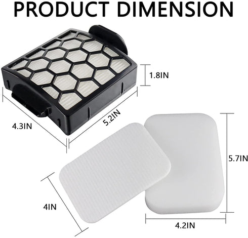 2 HEPA + 6 Foam & Felt Filters Kit Replacement for Shark Navigator Zero-M Self-Cleaning Brushroll Pet Pro Upright Vacuum ZU60 ZU62 ZU62C NV150 NV151 NV255, Replaces Parts # 1238FT60 & 1239FT60