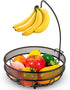 Auledio Fruit Basket Bowl with Banana Tree Hanger, Vegetables Storage Snacks holder Rack Bread Stand