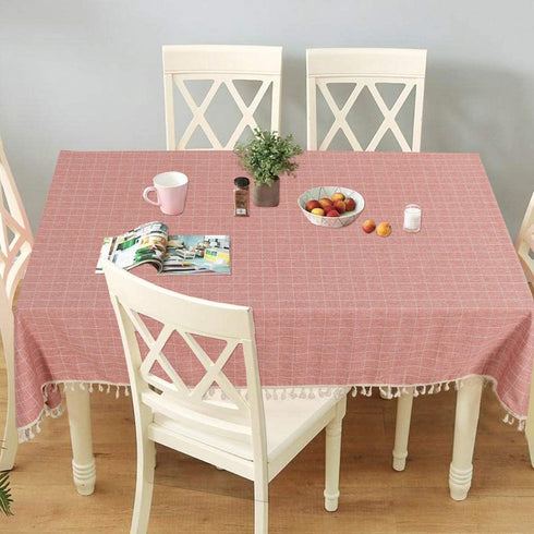 Partisout Checked Tablecloth 56x84 inch Cotton Table Cloths Rectangle Washable Table Cover (56x84, Blush)