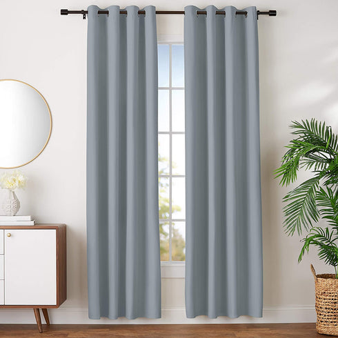 Amazon Basics Room Darkening Blackout Window Curtains with Grommets - 42 x 96-Inch, Dark Gray, 2 Panels