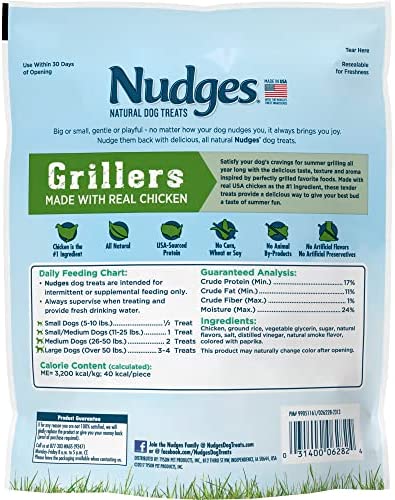 Blue Buffalo Nudges Grillers Natural Dog Treats, Chicken, 10oz Bag