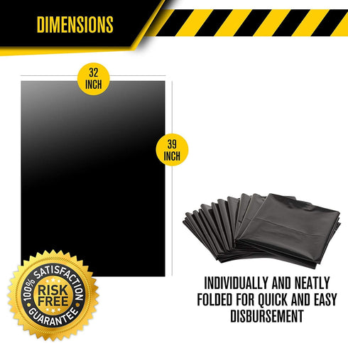 Ultrasac - 891454 UltraSac Contractor Trash Bags - (50 Pack/w Ties) - Heavy Duty 3 MIL Thick, 39' x 32', Shorter 33 Gallon Black Version - for Industrial, Commercial, Professional, Construction, Lawn, Leaf, and More