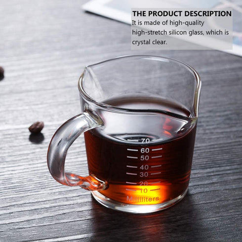 Cabilock Double Spouts Espresso Shot Glass Cup with Scale Temperature Resistant Glass Measuring Cup with Pouring Handle
